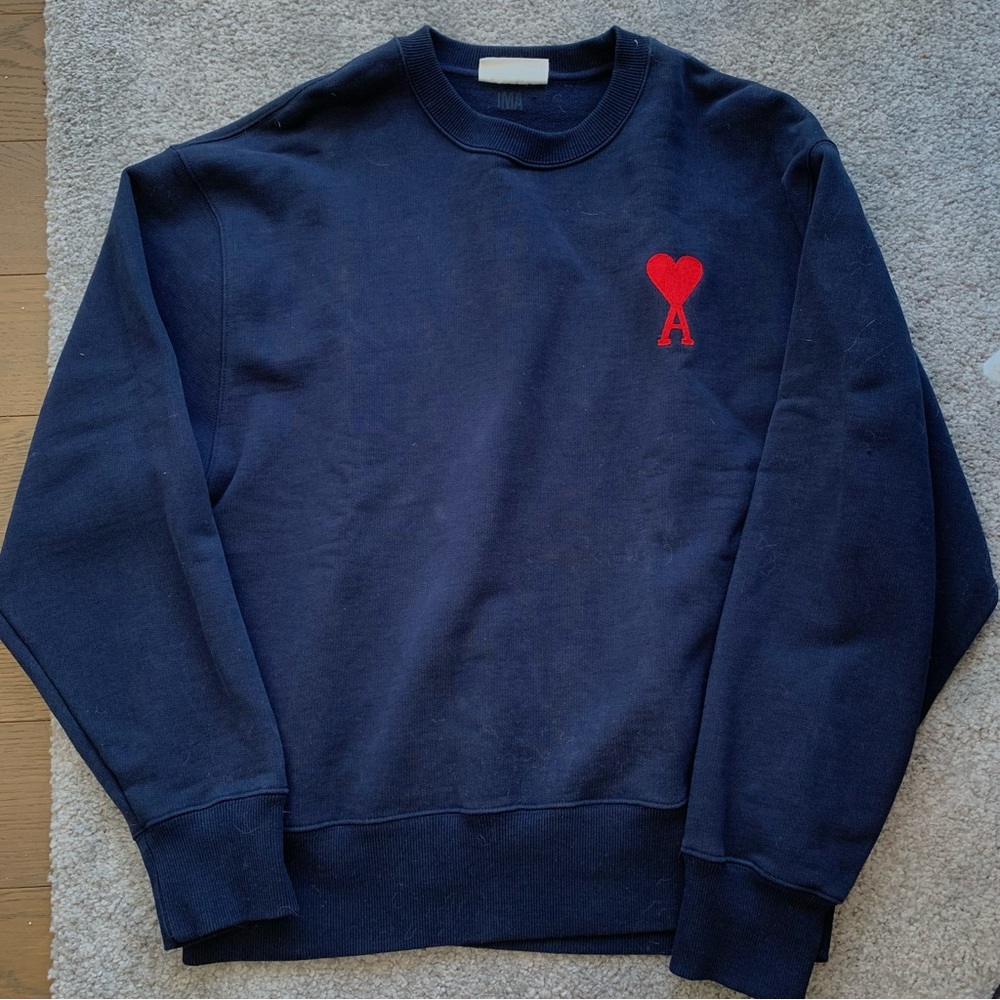 AMI Paris navy over size cœur sweater (crewneck)